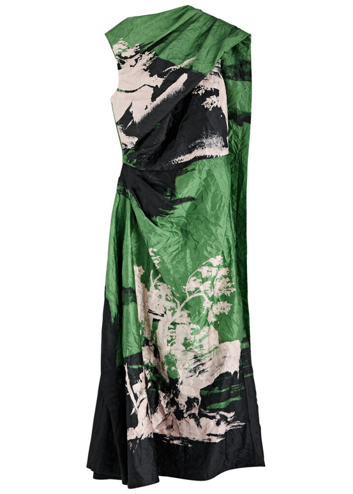 Erdem Printed Scarf-effect Satin Midi Dress - Multi Print Cover