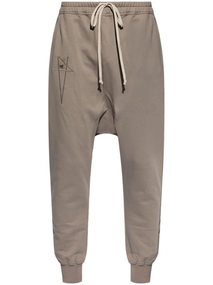 Rick Owens X Champion logo-embroidered cotton track pants - Grey Cover