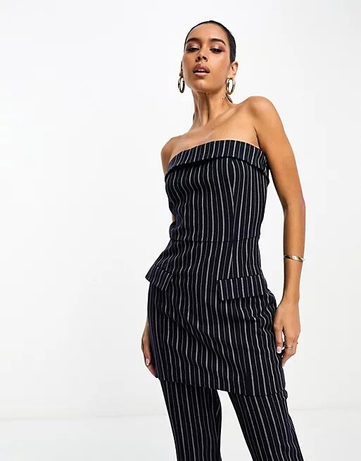 NA-KD x Chloe Schuterman longline striped corset in navy and white stripe - part of a set Cover