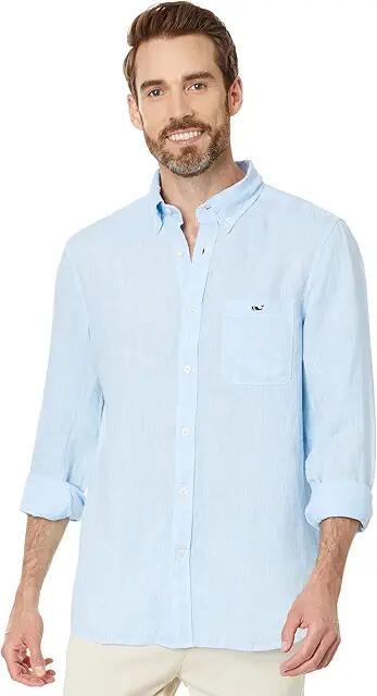 Vineyard Vines Solid Linen Shirt (Jake Blue) Men's Clothing Cover