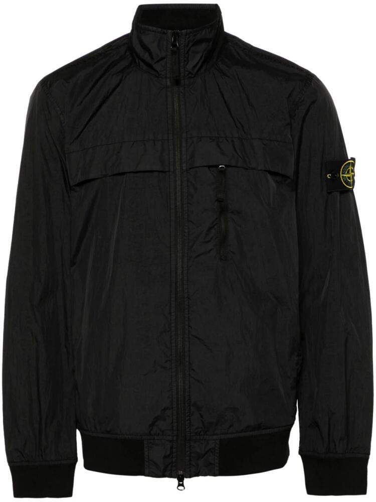 Stone Island Compass-badge crinkle bomber jacket - Black Cover