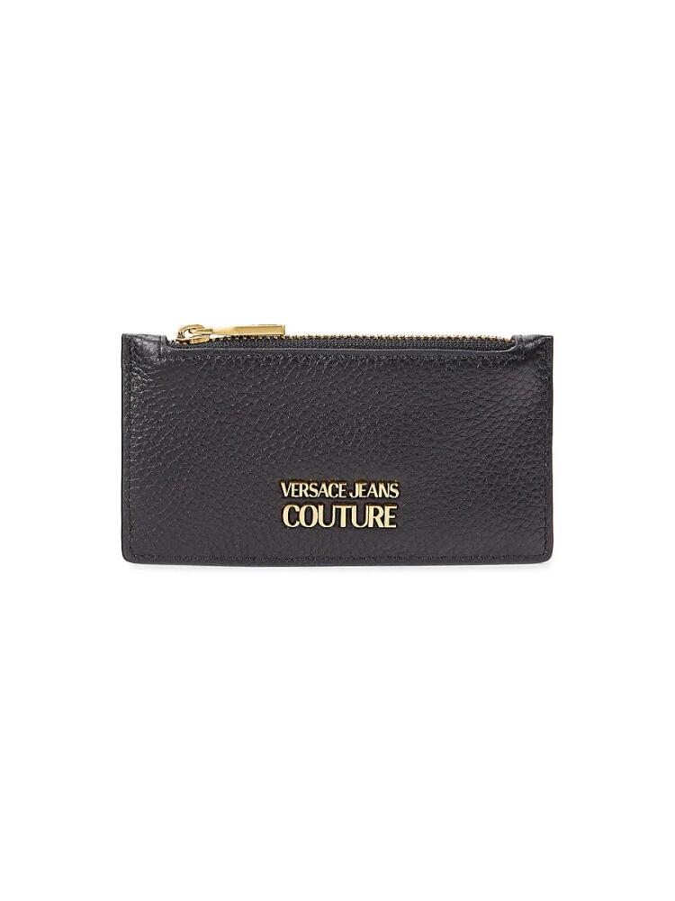 Versace Jeans Couture Men's Range Metal Logo Leather Card Holder - Black Cover