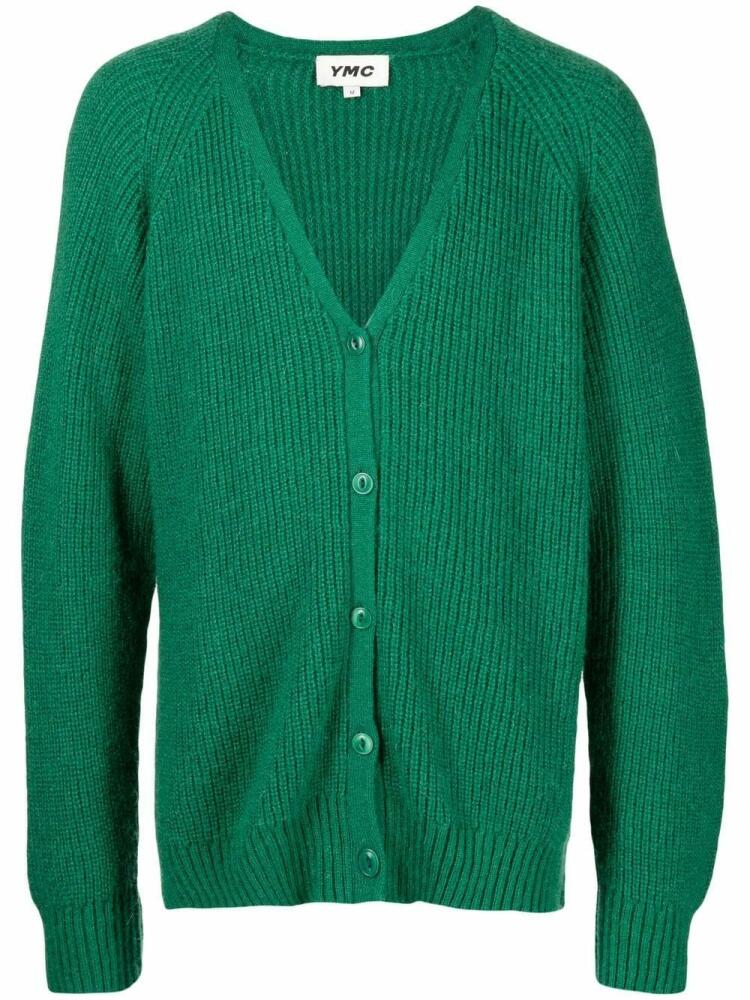 YMC Kurt ribbed-knit cardigan - Green Cover