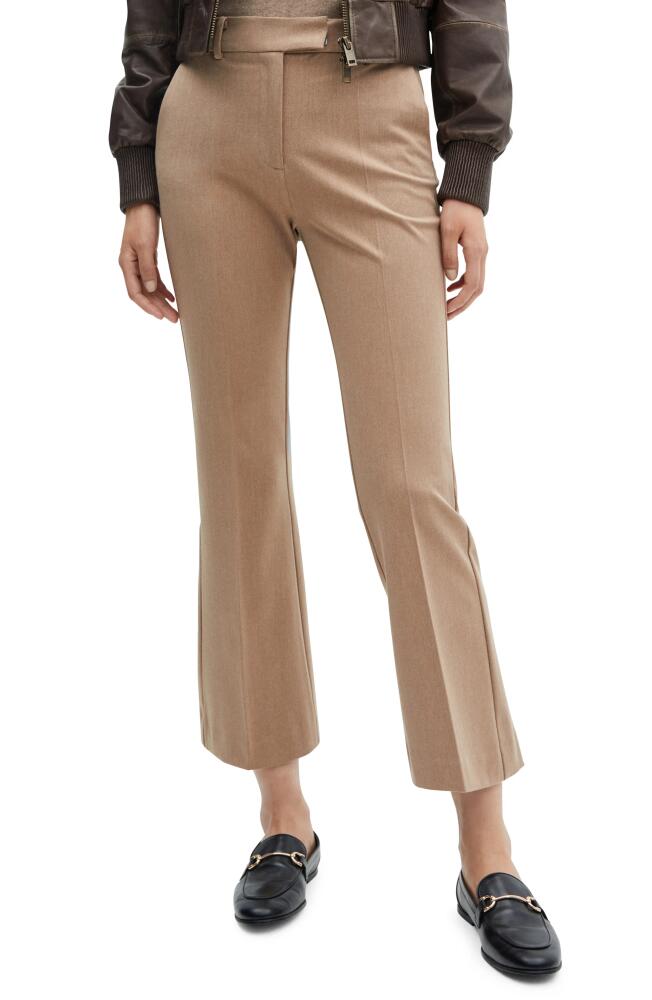 MANGO Flare Leg Ankle Pants in Medium Brown Cover