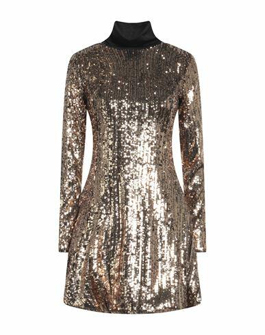 Boutique De La Femme Woman Mini dress Gold Polyester, Elastane Cover