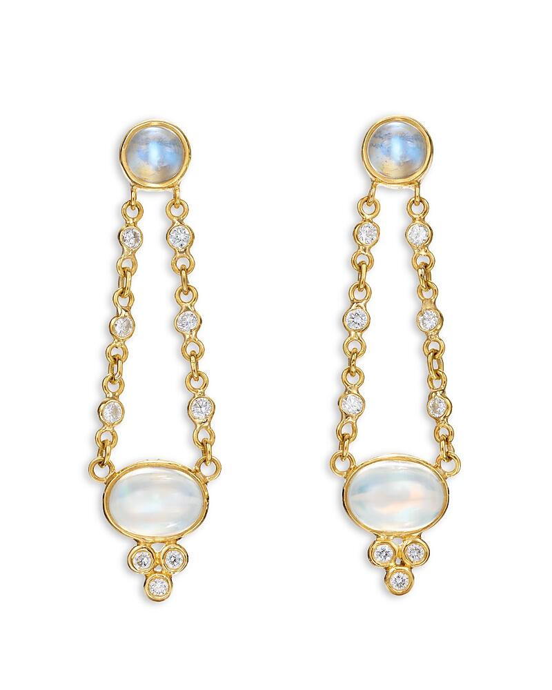 Temple St. Clair 18K Yellow Gold Classic Moonstone & Diamond Chandelier Drop Earrings Cover