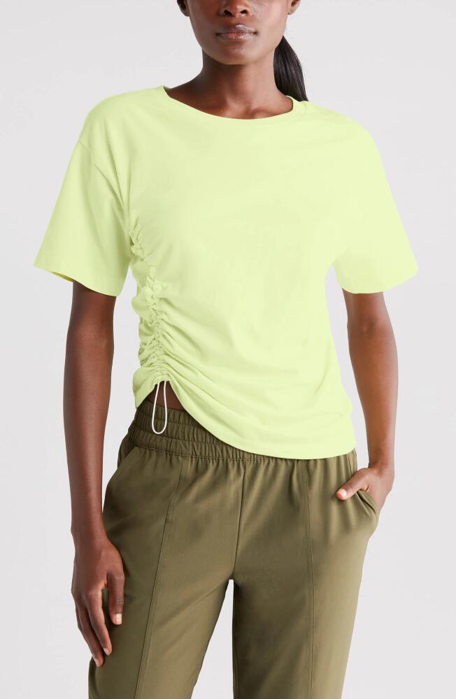 Zella Adjustable Ruched Pima Cotton T-Shirt in Green Finch Cover