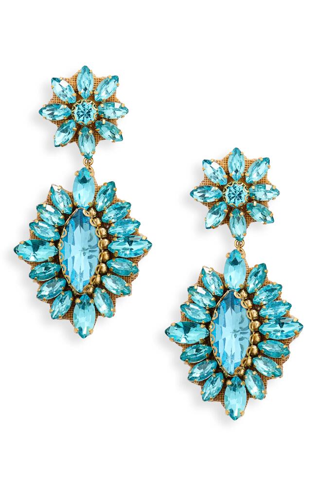 Deepa Gurnani Alianah Crystal Drop Earrings in Aqua Cover