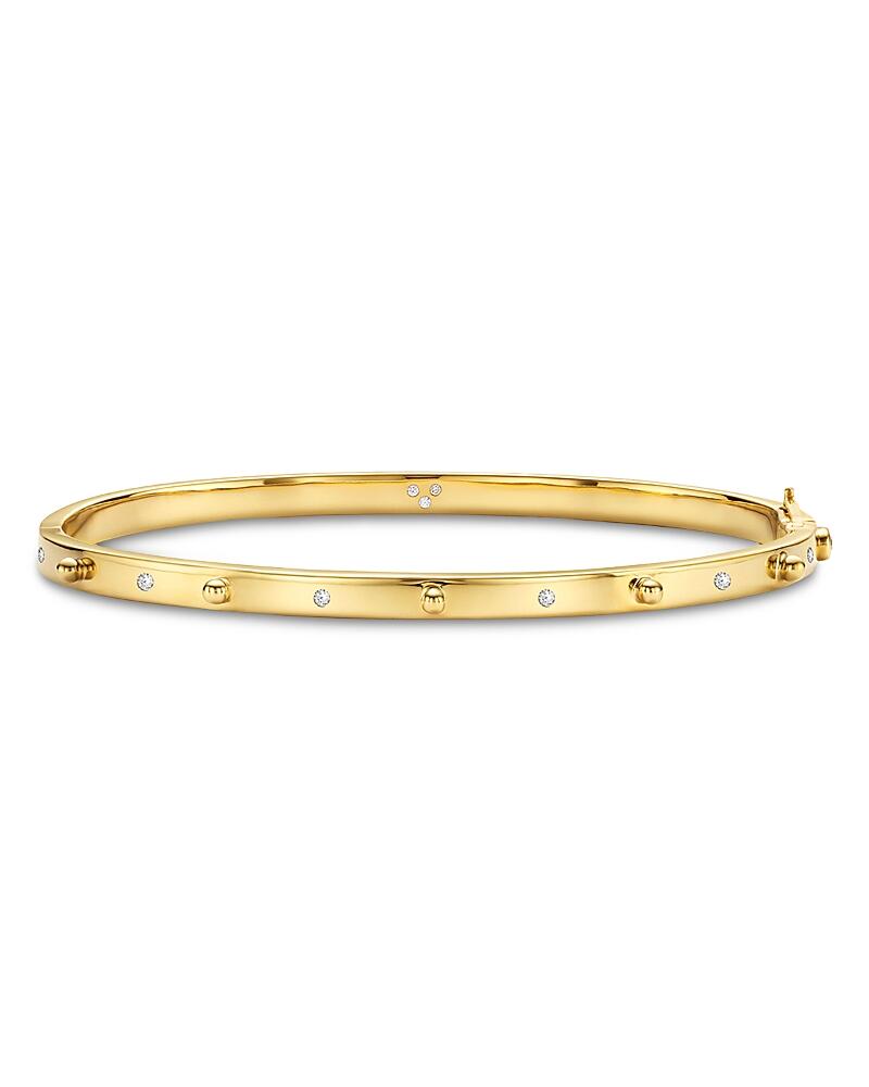 Temple St. Clair 18K Yellow Gold Diamond Granulated Bangle Bracelet Cover