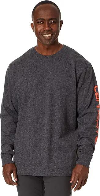 Carhartt Signature Sleeve Logo L/S Tee (Carbon Heather) Men's T Shirt Cover