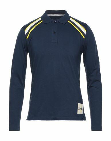 Bikkembergs Man Polo shirt Midnight blue Cotton, Elastane Cover