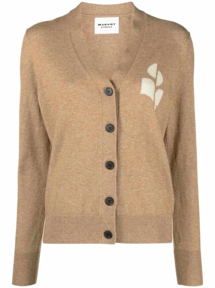 MARANT ÉTOILE Karin intarsia-logo cardigan - Brown Cover