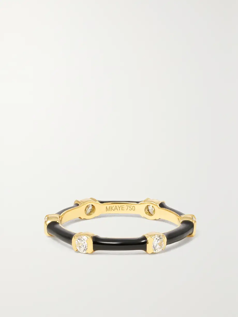 Melissa Kaye - Zea 18-karat Gold, Enamel And Diamond Ring - Black Cover