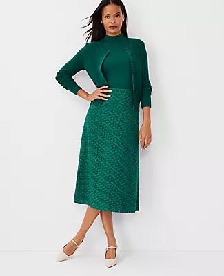 Ann Taylor Eyelet A-Line Midi Skirt Cover