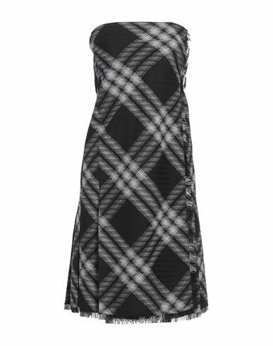 Burberry Woman Mini dress Black Wool, Calfskin Cover