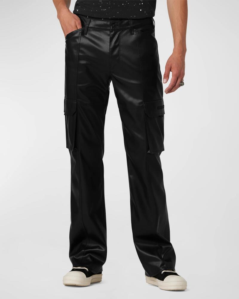 Hudson Men's Walker Faux-Leather Cargo Kick Flare Pants Cover