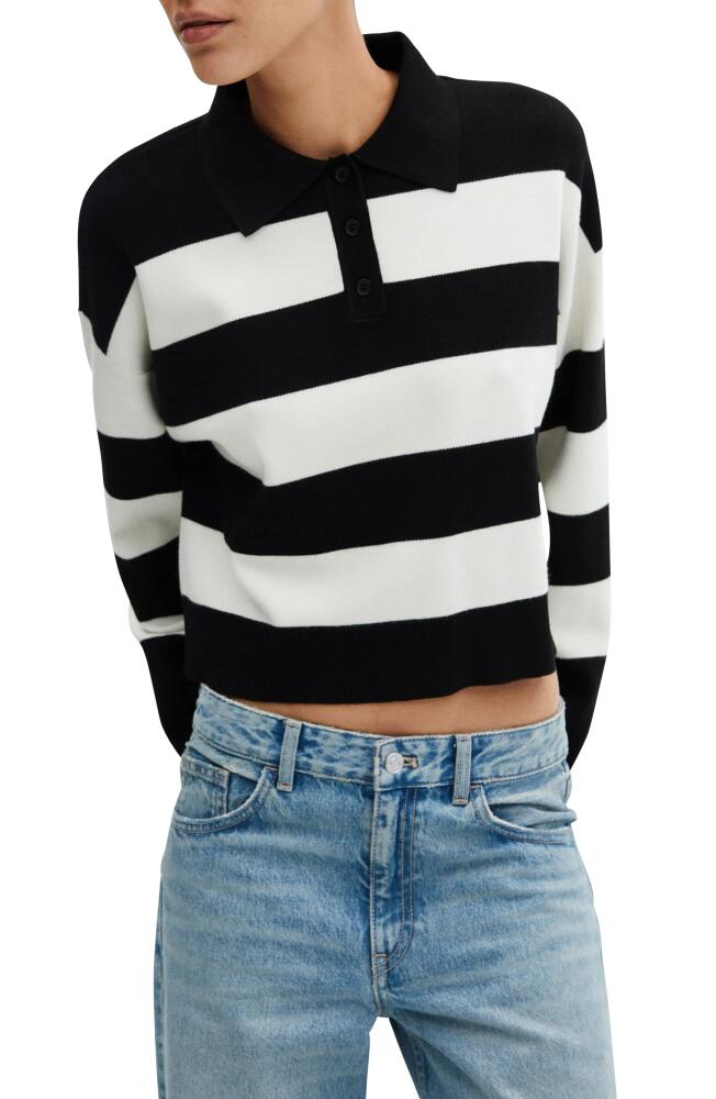 MANGO Stripe Polo Sweater in Black Cover