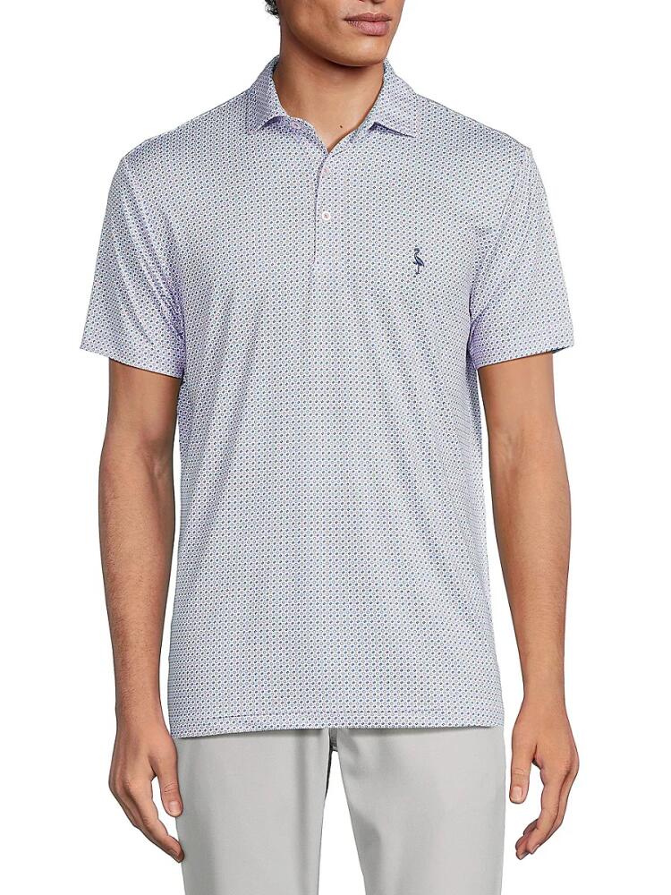 TailorByrd Men's Print Performace Polo - White Cover