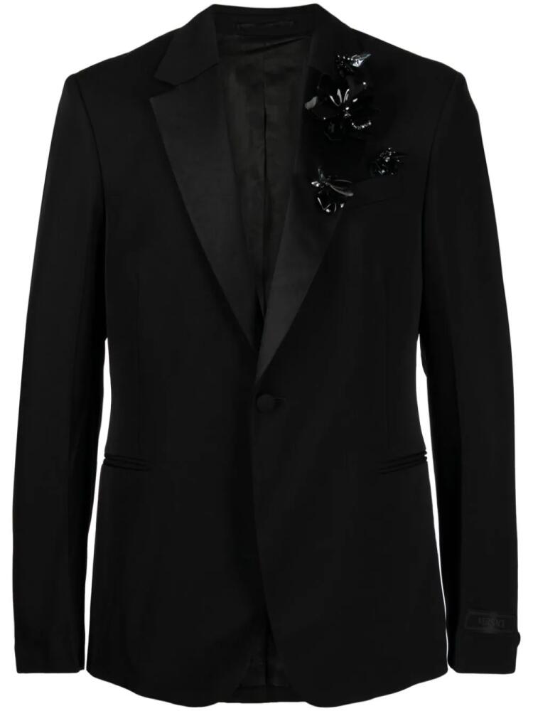 Versace floral-appliqué single-breasted blazer - Black Cover