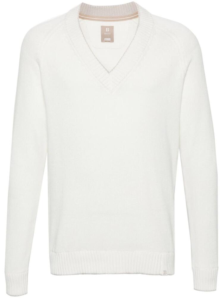 Boggi Milano logo-appliqué V-neck jumper - Neutrals Cover