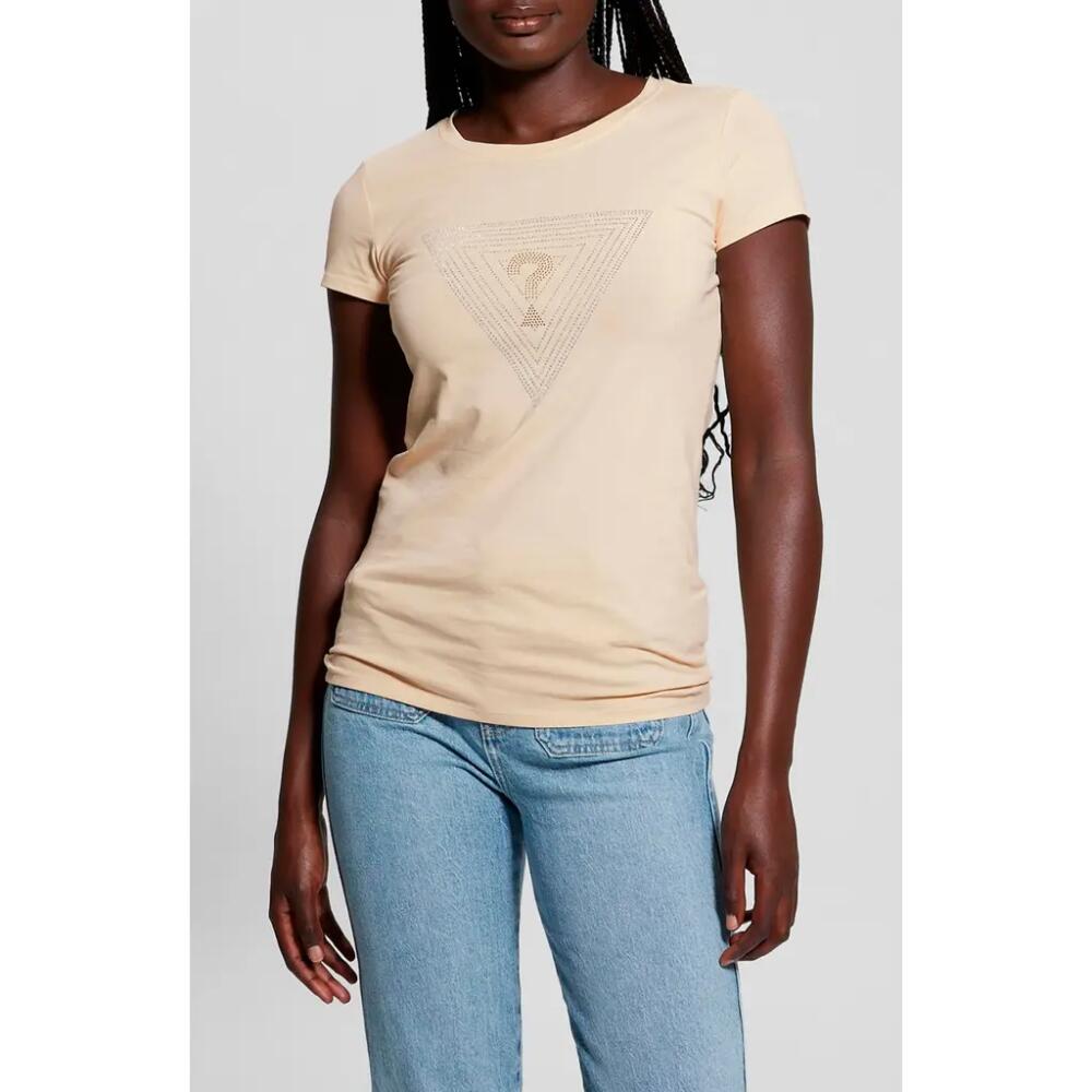 GUESS Triangle Maze Embellished Graphic T-Shirt in Biscotti Cover