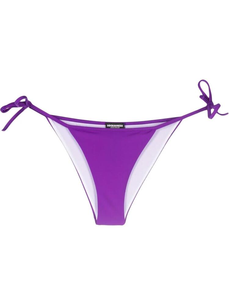 DSQUARED2 logo-print side-tie bikini bottoms - Purple Cover