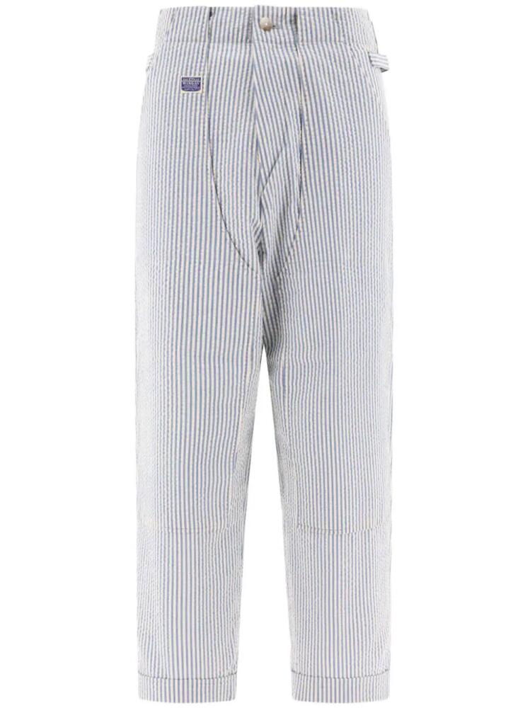 KAPITAL Soccer Stripe Lumber seersucker trousers - Blue Cover