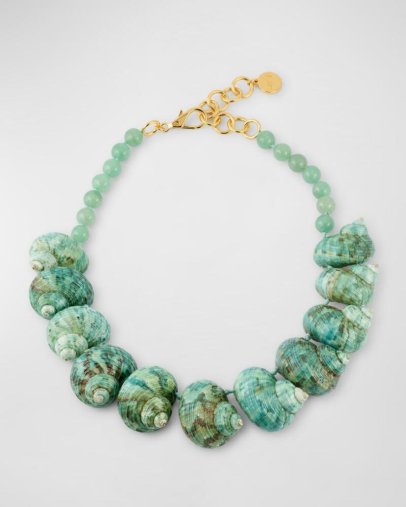 NEST Jewelry Green Seashell Jade Statement Necklace Cover