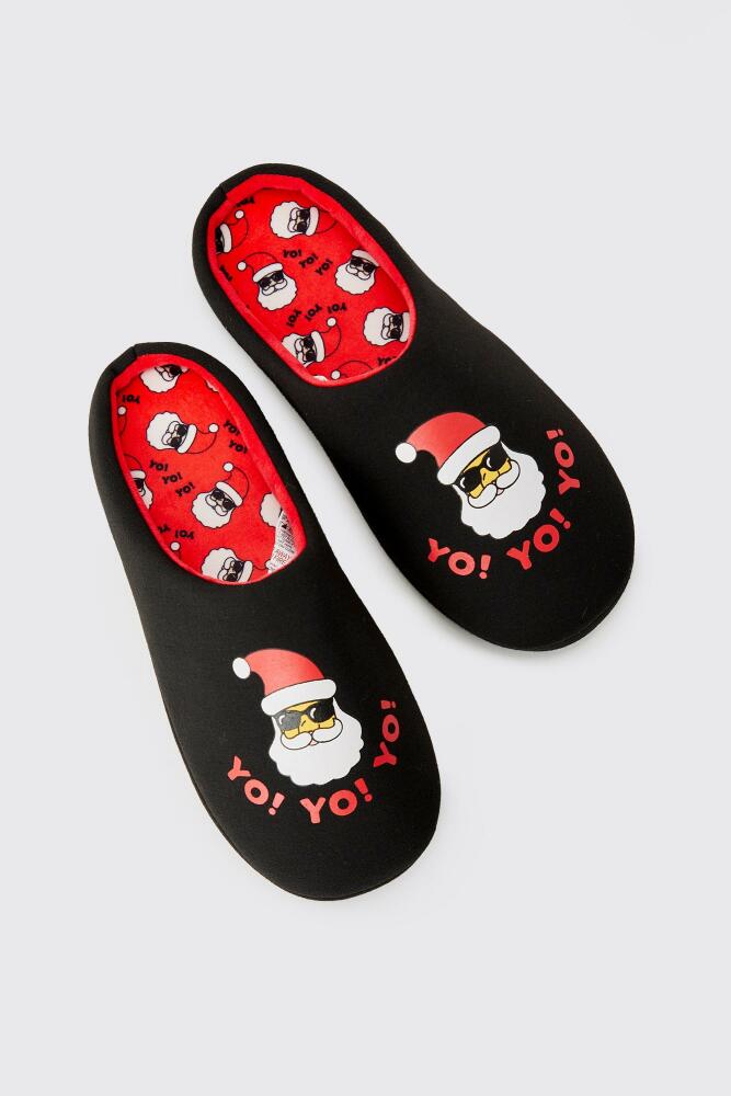 boohoo Mens Santa Slippers - Black Cover