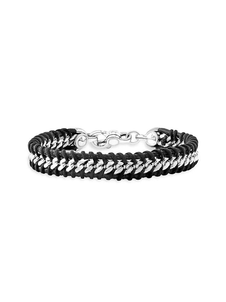 Effy Men's Sterling Silver & Leather Woven Bracelet Cover