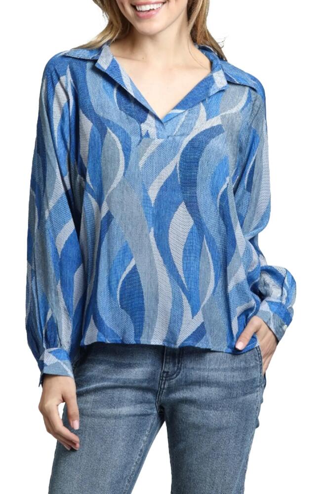 APNY Half Placket Top in Blue Multi Cover