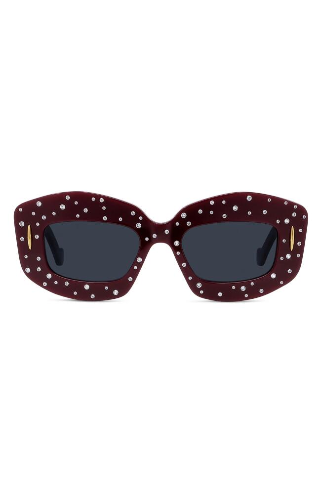 Loewe Starry Night Anagram 49mm Small Rectangular Sunglasses in Shiny Opaline Rust Strass Cover