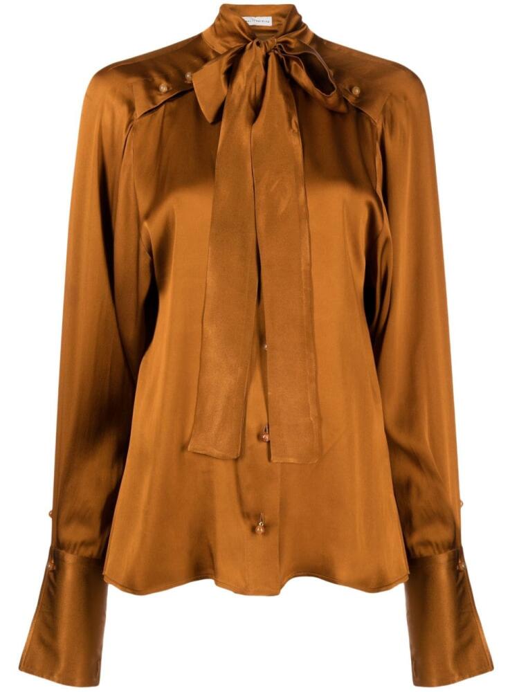 Palmer//Harding pussy-bow satin blouse - Brown Cover