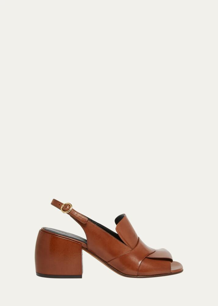 Dries Van Noten Leather Block-Heel Slingback Sandals Cover