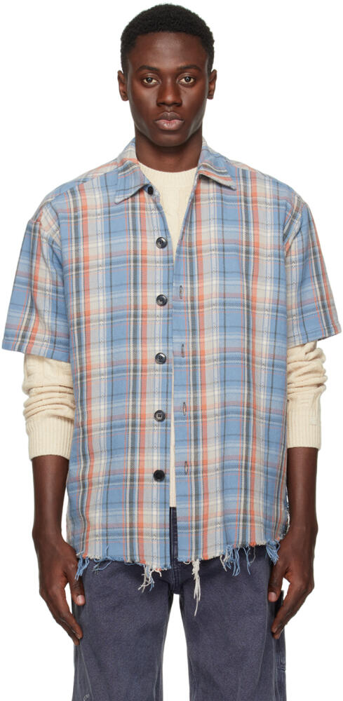 Greg Lauren Blue Check Shirt Cover