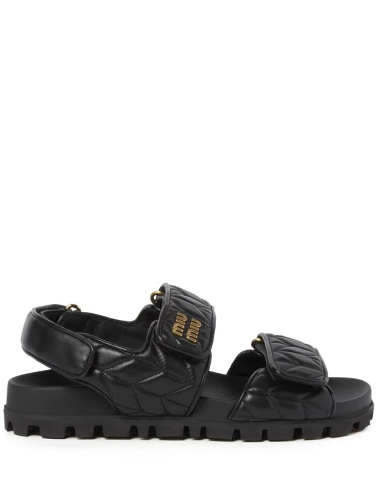 Miu Miu matelassé leather sandals - Black Cover