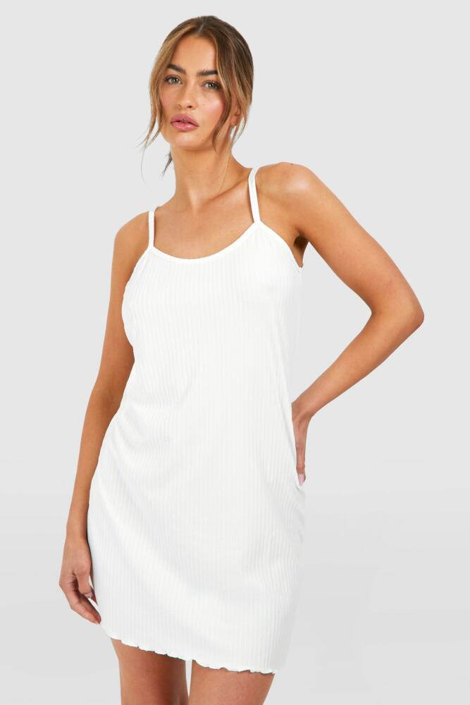 boohoo Womens Pointelle Cami Night Dress - White Cover