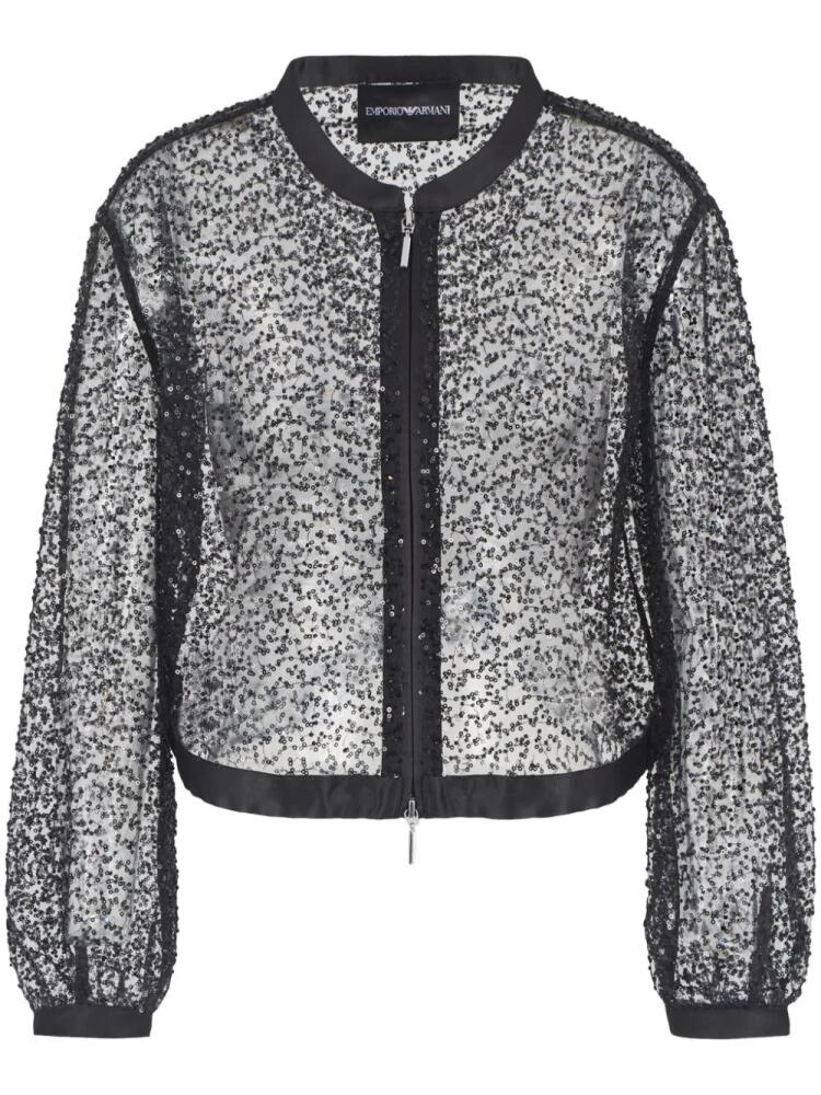 Emporio Armani bead-embellished bomber jacket - Black Cover