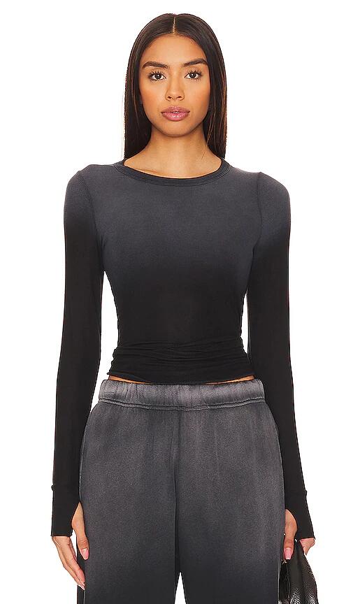 Michael Lauren Alick Rib Ombre Long Sleeve in Black Cover