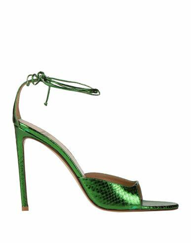 Francesco Russo Woman Sandals Green Leather Cover