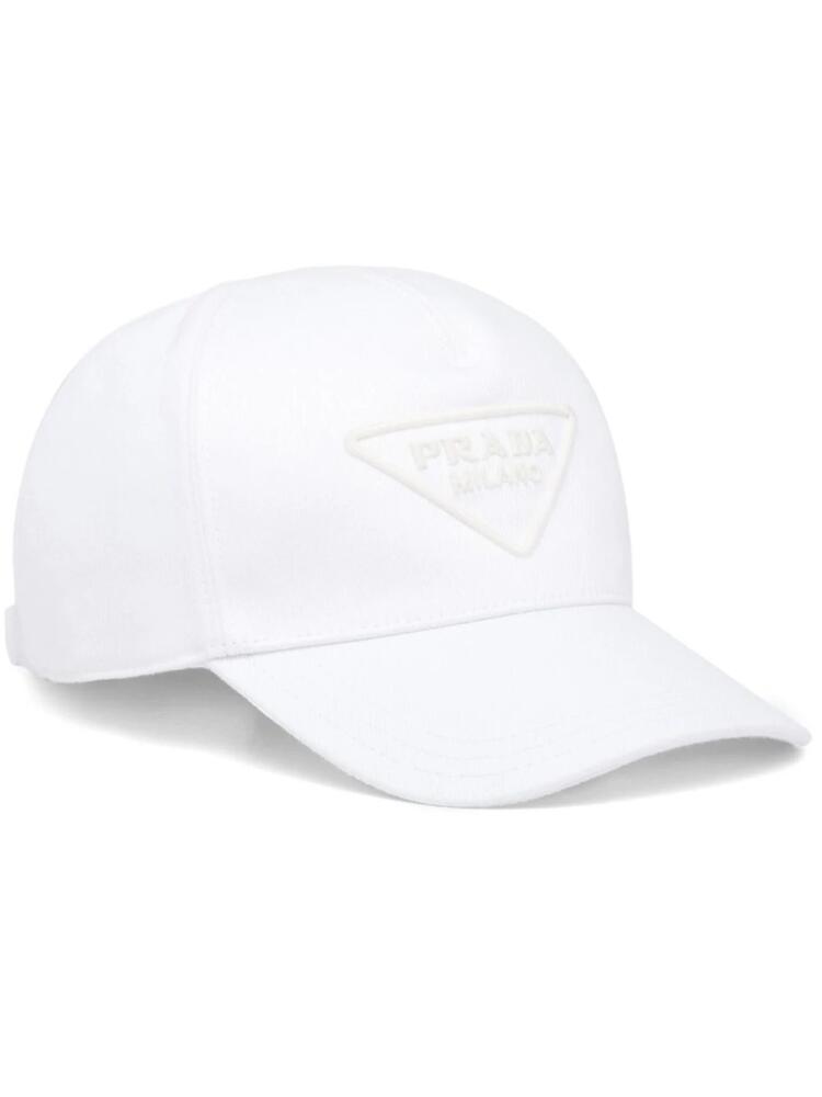 Prada triangle-logo denim baseball cap - White Cover