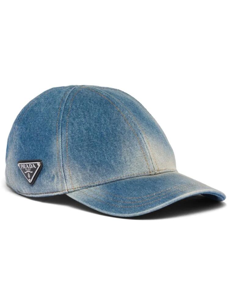 Prada triangle-logo denim baseball cap - Blue Cover