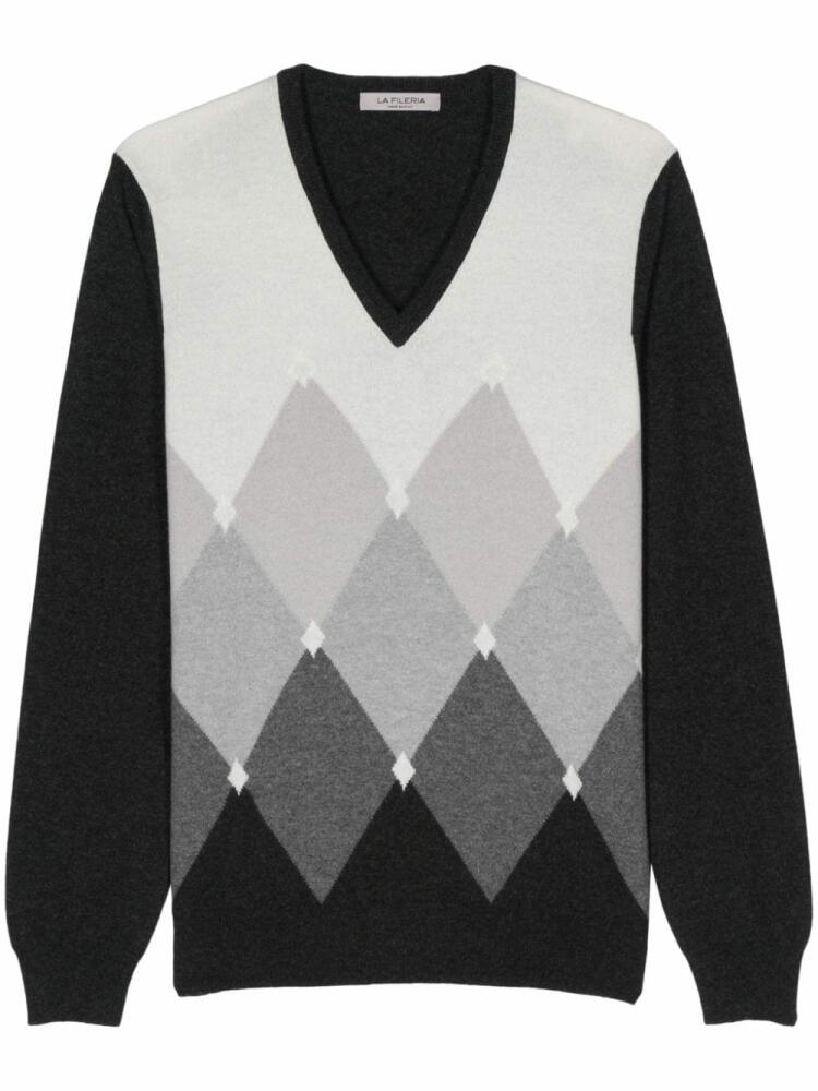 Fileria argyle check pattern sweater - Black Cover