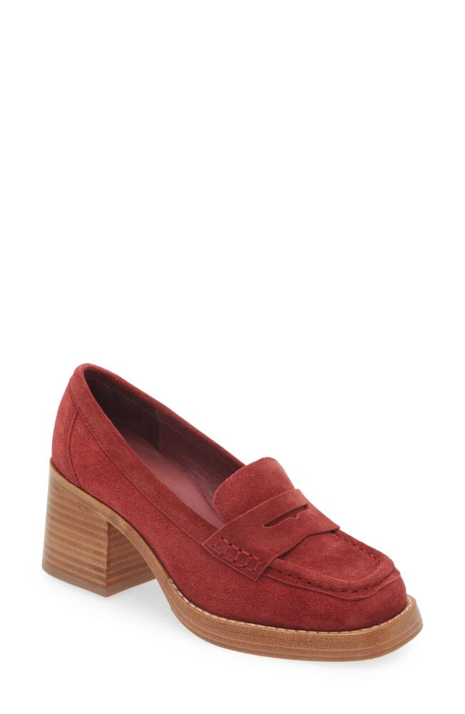 Chocolat Blu Irene Penny Loafer Pump in Bordo Suede Cover