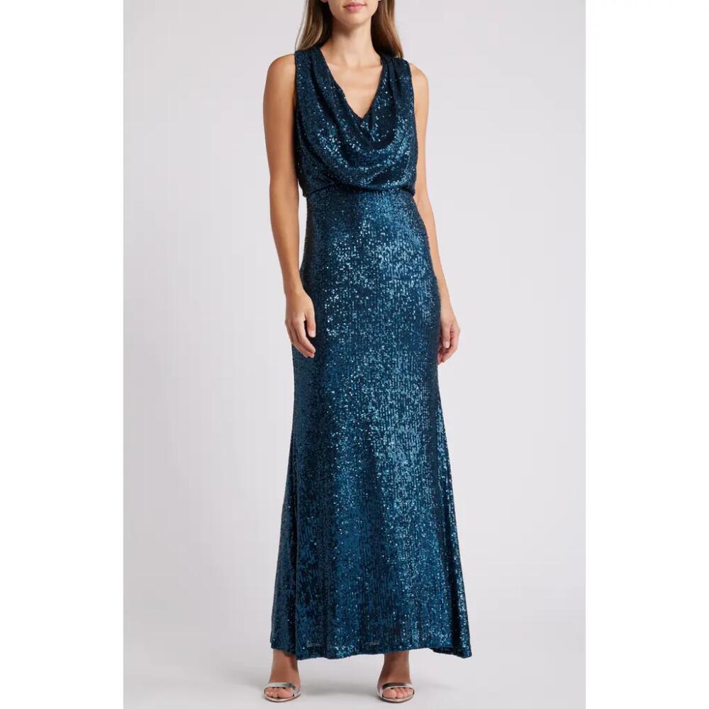 Eliza J Sequin Gown in Peacock Cover