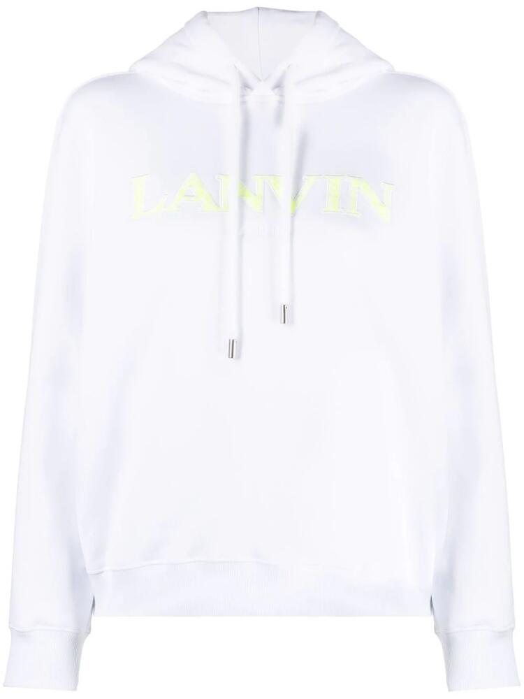 Lanvin embroidered-logo cotton hoodie - White Cover