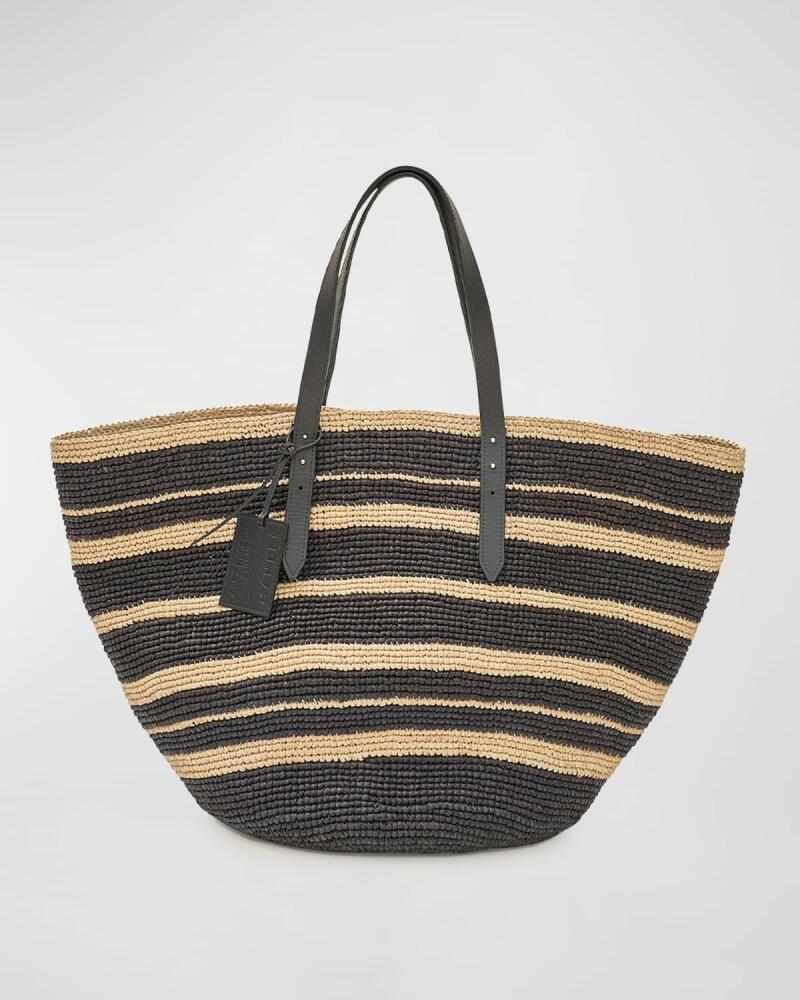 Manebi Bahia Striped Raffia Beach Tote Bag Cover