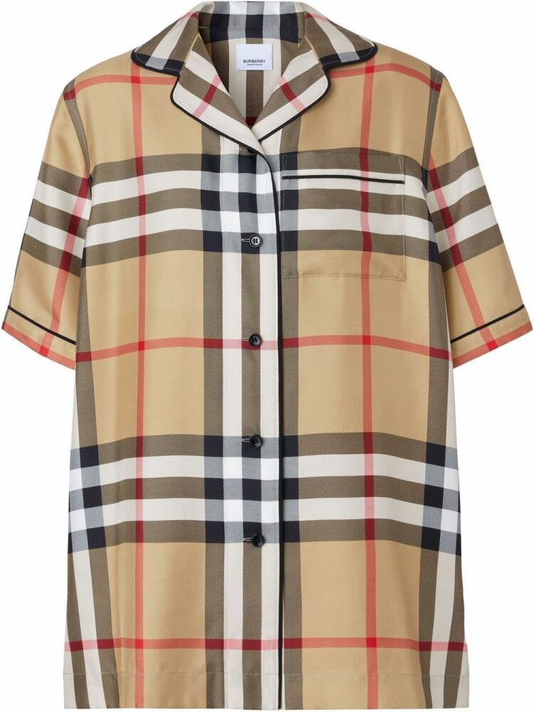 Burberry Vintage Check silk pajama shirt - Neutrals Cover