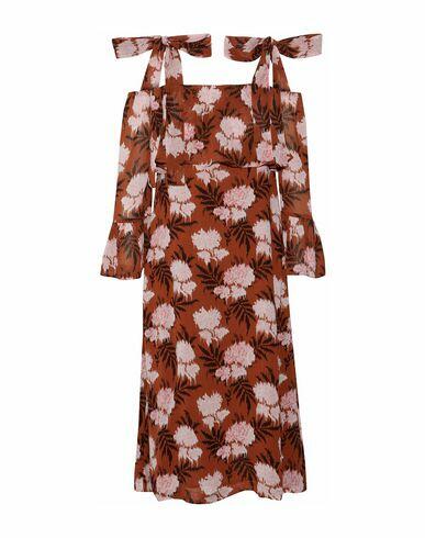 Ganni Woman Midi dress Brown Viscose Cover