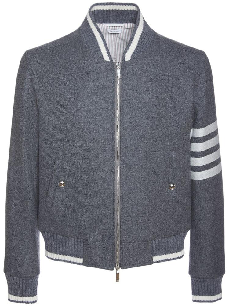 THOM BROWNE 4-bar Wool Rib Knit Bomber Cover